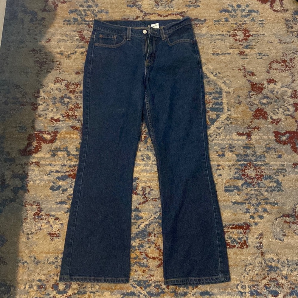 Dark wash bootcut Levi’s, like new.